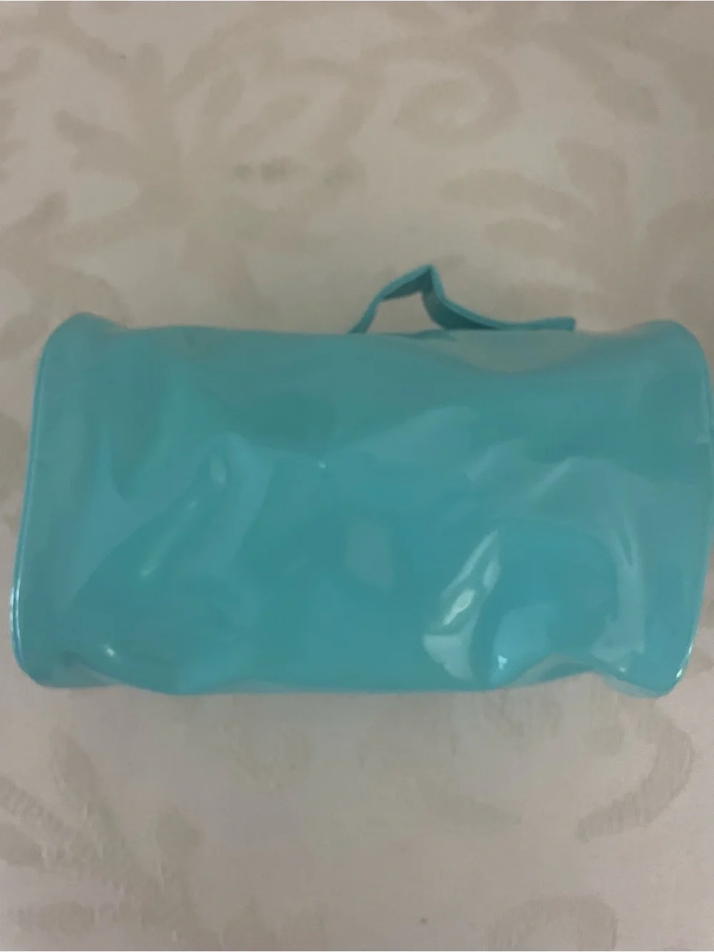 Beautiful Striped Cosmetic Bag - Turquoise and White